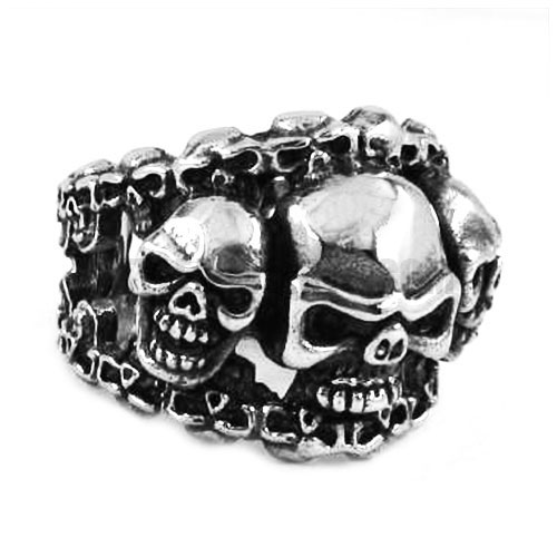Gothic Stainless Steel Skull Ring SWR0343 - Click Image to Close